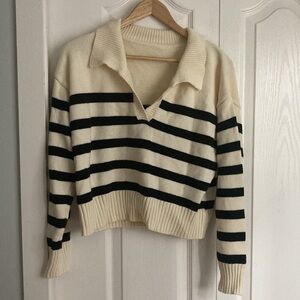 Black & white striped Cider cropped sweater